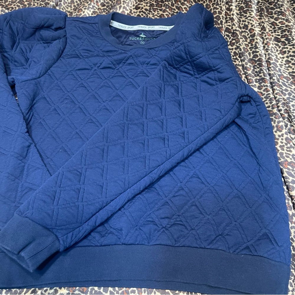 Tuckernuck Quilted Blue Puff Sleeve Sweater - Picture 11 of 11